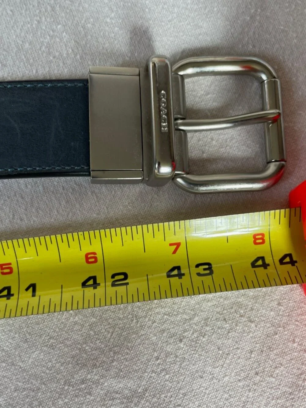 Coach Reversible Black and Green Leather Belt with Silver Buckle